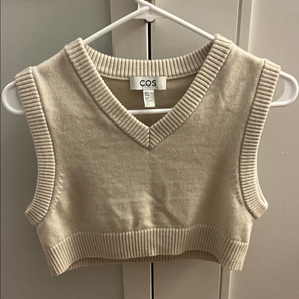 COS Cream Ribbed Knit Crop Top NWOT